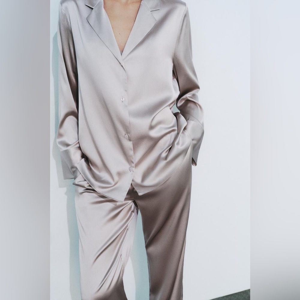 ZARA SILK BLEND PAJAMA SHIRT